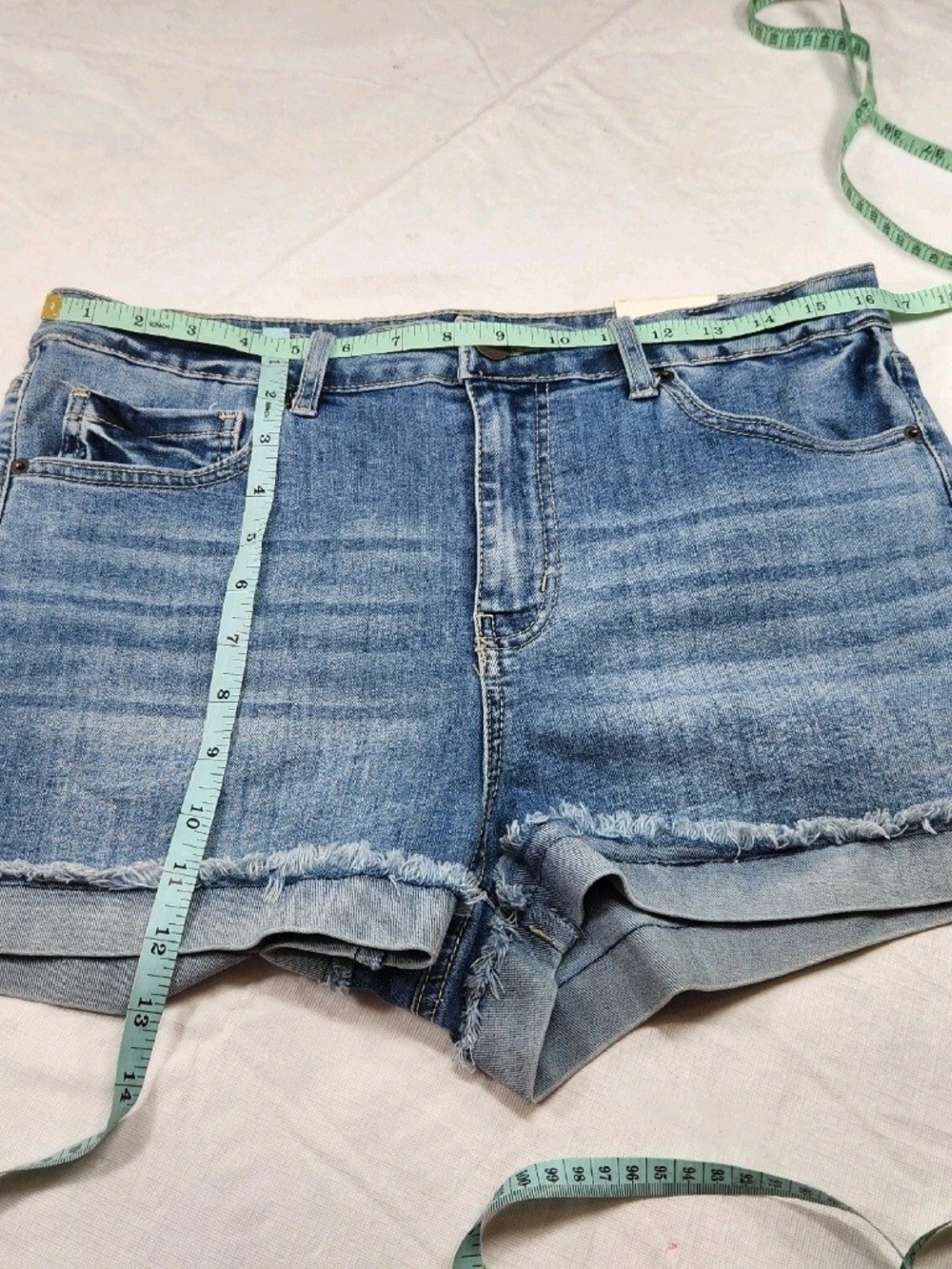Copper Key Juniors size 13 cuffed blue Stretch jean shorts NWT 0 3 - Picture 7 of 9